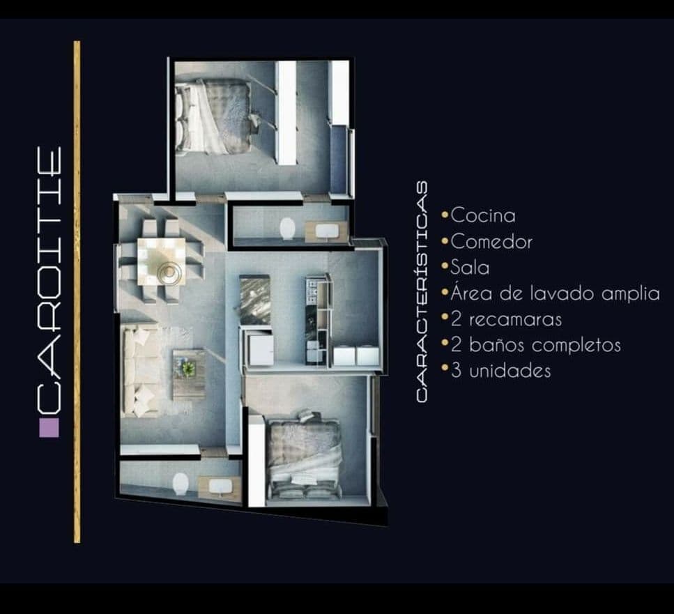 Departamentos en venta de 2 recamaras, 2 baños completos, sala comedor, cocina 4