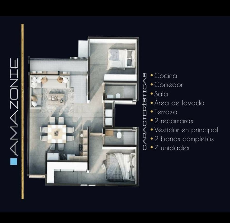 Departamentos en venta de 2 recamaras, 2 baños completos, sala comedor, cocina 7