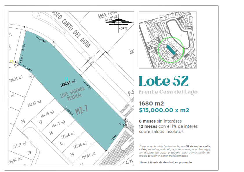Macro lote en venta en Alto Lago para viviendo vertical H2 para 51 viviendas 2