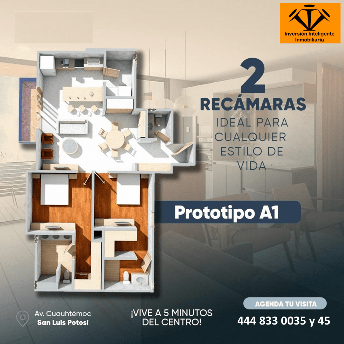 Departamentos en venta Av. Cuahutemoc área de Tequis, 2 recs, 2.5 baños, terraza 1/14